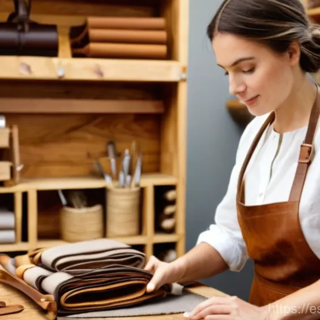 물성매력 디자인의 사회적 책임 - **Prompt:** A warm, sun-drenched artisan studio filled with natural light. A female artisan, mid-30s...