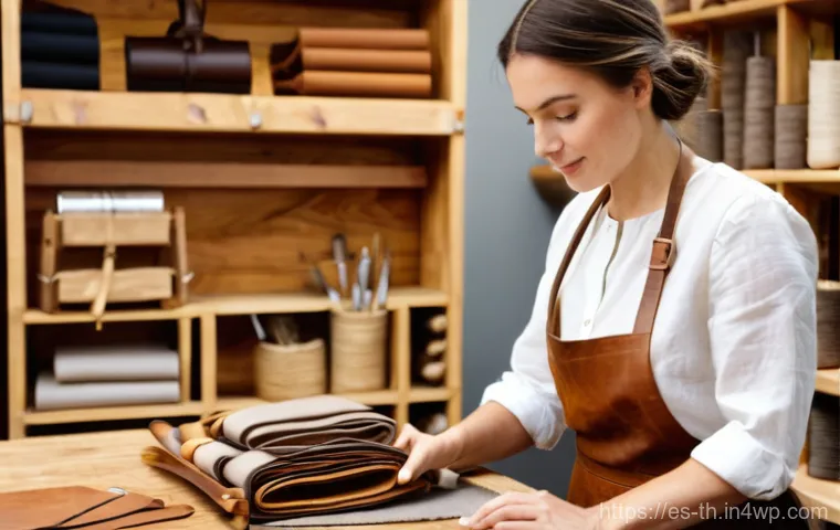 물성매력 디자인의 사회적 책임 - **Prompt:** A warm, sun-drenched artisan studio filled with natural light. A female artisan, mid-30s...