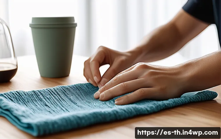 물성매력 디자인을 위한 리서치 기법 - A close-up, hyper-realistic image of a designer’s hands gently touching various eco-friendly materia...