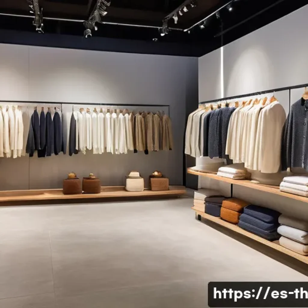 물성매력 디자인의 비즈니스 모델 - A luxurious retail store display featuring high-end fashion items made from natural fibers like cott...