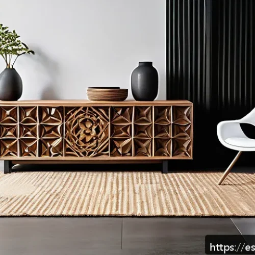 Home 17 물성매력 디자인의 트렌드 분석 - A modern interior design scene featuring a combination of traditional wood and ceramic materials wit...